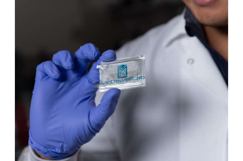A solid-state battery built in Matthew McDowell's laboratory at Georgia Tech. Credit: Georgia Institute of Technology Aluminum materials show promising performance for safer, cheaper, more powerful batteries