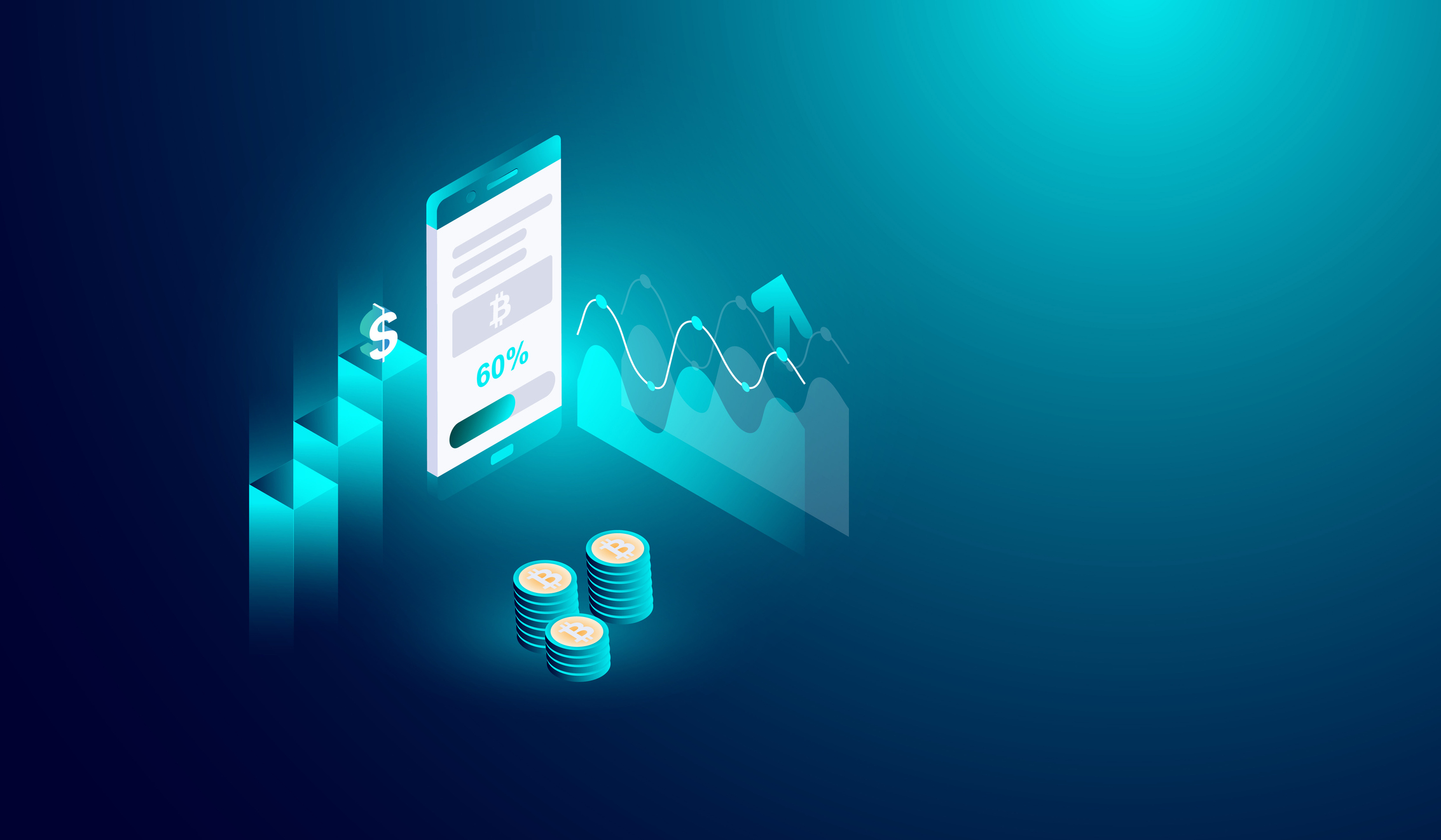 Cryptocurrency mining on smartphone concept, online trading and exchange bitcoin. vector