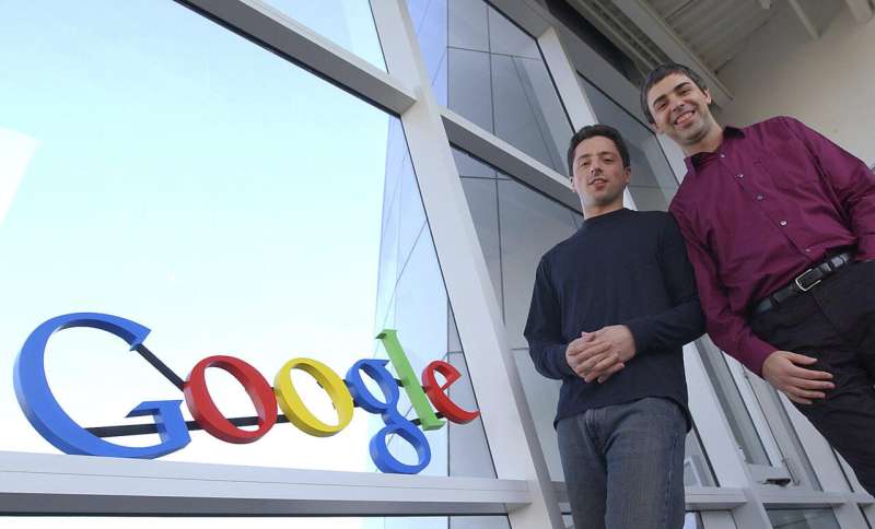 Google co-founders Sergey Brin, left, and Larry Page pose at company headquarters Jan.15, 2004, in Mountain View, Calif. Page and Brin unveiled Gmail 20 years ago on April Fool's Day. Credit: AP Photo/Ben Margot, File Gmail revolutionized email 20 years ago. People thought it was Google's April Fool's Day joke