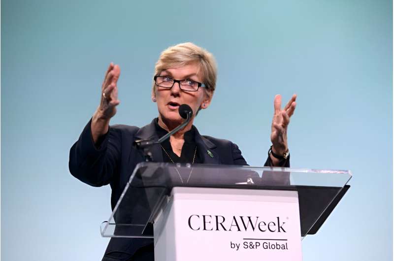 US Energy Secretary Jennifer Granholm speaks during the CERAWeek summit in Houston, Texas. US Energy Secretary Jennifer Granholm speaks during the CERAWeek summit in Houston, Texas
